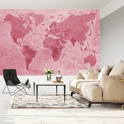 Fototapeta Mapa Świata Teksturowana Na Czerwono