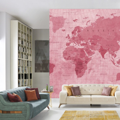 Fototapeta Mapa Świata Teksturowana Na Czerwono