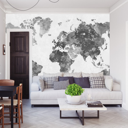 Fototapeta Mapa Świata Akwarela Monochromatyczne