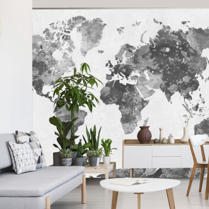 Fototapeta Mapa Świata Akwarela Monochromatyczne