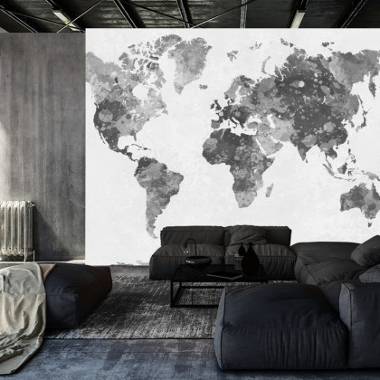 Fototapeta Mapa Świata Akwarela Monochromatyczne