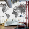 Fototapeta Mapa Świata Akwarela Monochromatyczne