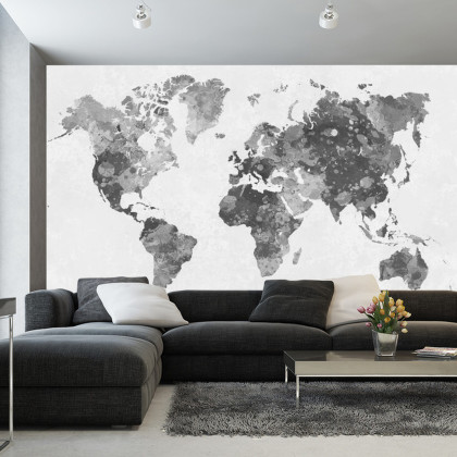 Fototapeta Mapa Świata Akwarela Monochromatyczne