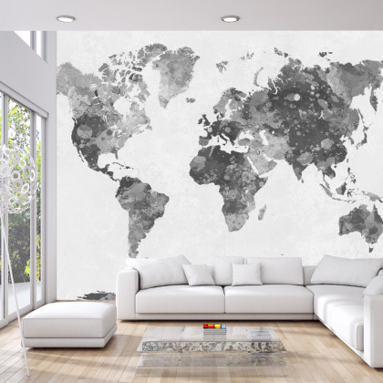 Fototapeta Mapa Świata Akwarela Monochromatyczne
