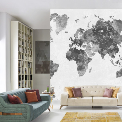 Fototapeta Mapa Świata Akwarela Monochromatyczne