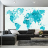 Fototapeta Akwarela Mapa Świata Turkus