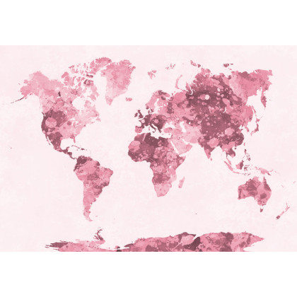Fototapeta Akwarela Mapa Świata Czerwona