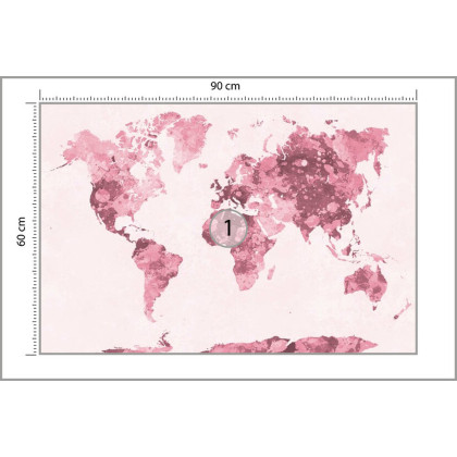 Fototapeta Akwarela Mapa Świata Czerwona