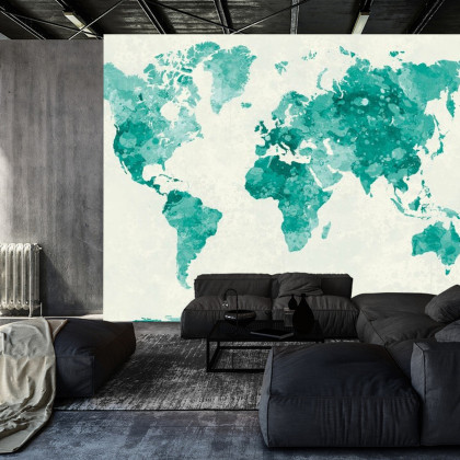 Fototapeta Mapa Świata Akwarela Zielony