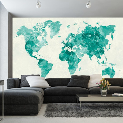 Fototapeta Mapa Świata Akwarela Zielony