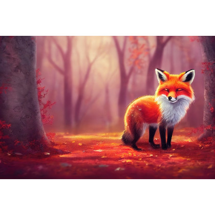 Fototapeta Woodland Fox In Autumn, Created With Ai, Artificial Intelligence