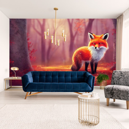 Fototapeta Woodland Fox In Autumn, Created With Ai, Artificial Intelligence
