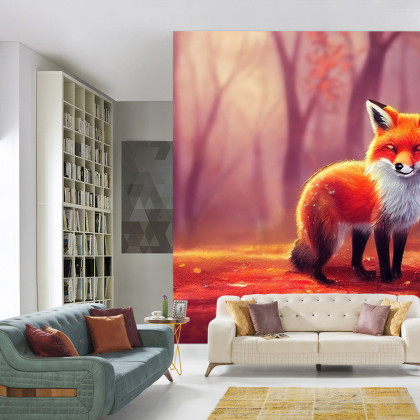 Fototapeta Woodland Fox In Autumn, Created With Ai, Artificial Intelligence