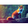 Fototapeta Fox Sitting In The Woods With Weird Eyes