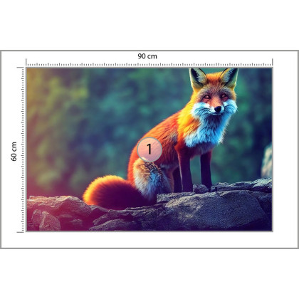 Fototapeta Fox Sitting In The Woods With Weird Eyes