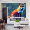 Fototapeta Fox Sitting In The Woods With Weird Eyes