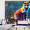Fototapeta Fox Sitting In The Woods With Weird Eyes
