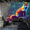 Fototapeta Fox Sitting In The Woods With Weird Eyes