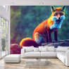 Fototapeta Fox Sitting In The Woods With Weird Eyes