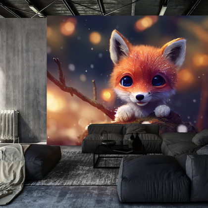 Fototapeta Red Fox Cub In The Snow