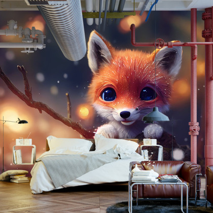 Fototapeta Red Fox Cub In The Snow
