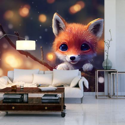 Fototapeta Red Fox Cub In The Snow
