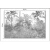 Fototapeta Tropical Trees And Leaves In Foggy Forest Wallpaper Design - 3D