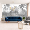 Fototapeta Tropical Trees And Leaves In Foggy Forest Wallpaper Design - 3D