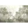 Fototapeta Tropical Trees And Leaves In Foggy Forest Wallpaper Design - 3D
