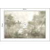Fototapeta Tropical Trees And Leaves In Foggy Forest Wallpaper Design - 3D