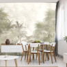Fototapeta Tropical Trees And Leaves In Foggy Forest Wallpaper Design - 3D