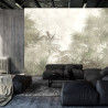 Fototapeta Tropical Trees And Leaves In Foggy Forest Wallpaper Design - 3D