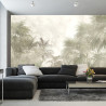Fototapeta Tropical Trees And Leaves In Foggy Forest Wallpaper Design - 3D