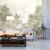 Fototapeta Tropical Trees And Leaves In Foggy Forest Wallpaper Design - 3D