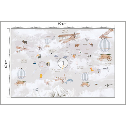 Fototapeta Animals World Map For Kids Wallpaper Design