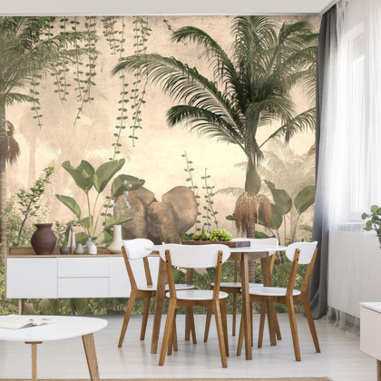 Fototapeta Tropical Trees And Leaves For Digital Printing Wallpaper, Custom Design Wallpaper - 3D