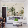 Fototapeta Wallpaper Palm Tropical Forest Vintage Jungle Pattern With Birds