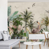 Fototapeta Wallpaper Palm Tropical Forest Vintage Jungle Pattern With Birds