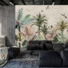 Fototapeta Wallpaper Palm Tropical Forest Vintage Jungle Pattern With Birds