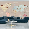 Fototapeta Animals World Map For Kids Wallpaper Design
