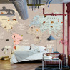 Fototapeta Animals World Map For Kids Wallpaper Design