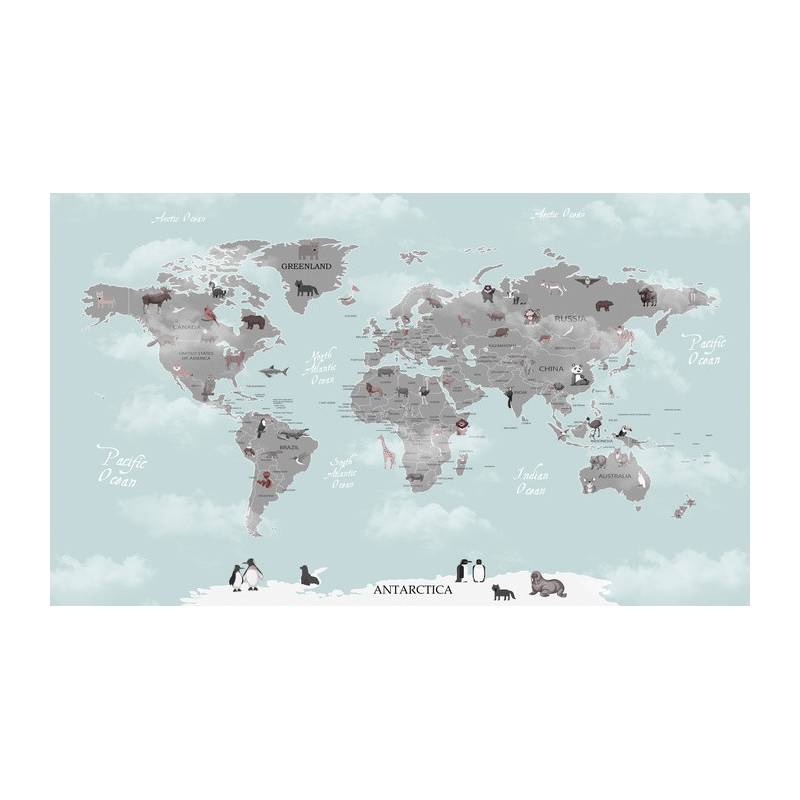 Fototapeta Animals World Map For Kids Wallpaper Design