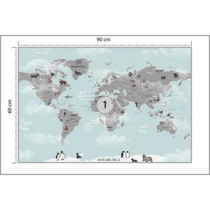 Fototapeta Animals World Map For Kids Wallpaper Design