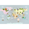 Fototapeta Animals World Map For Kids Wallpaper Design