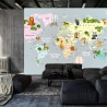 Fototapeta Animals World Map For Kids Wallpaper Design