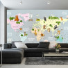 Fototapeta Animals World Map For Kids Wallpaper Design