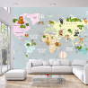 Fototapeta Animals World Map For Kids Wallpaper Design