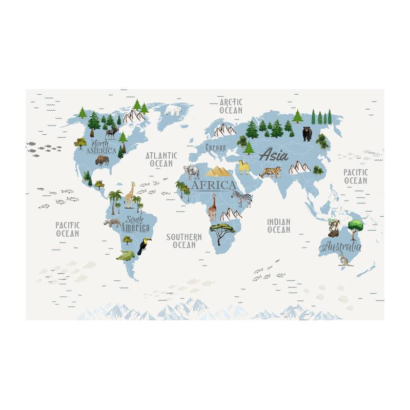 Fototapeta Animals World Map For Kids Wallpaper Design