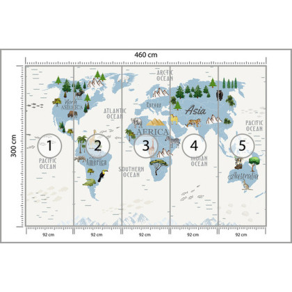 Fototapeta Animals World Map For Kids Wallpaper Design