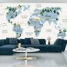 Fototapeta Animals World Map For Kids Wallpaper Design